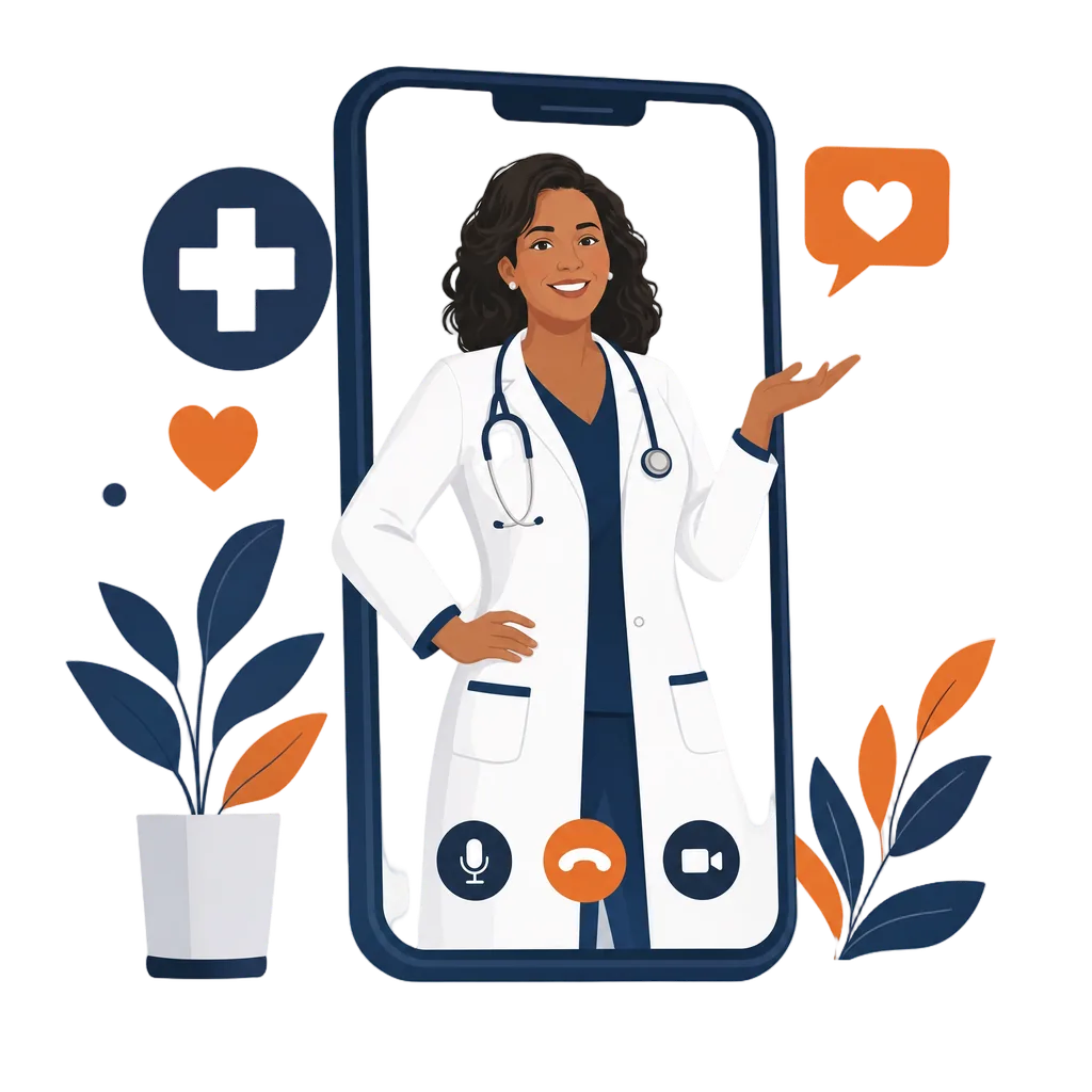 Médico na tela, na hora
